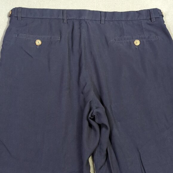 Giorgio Armani Pants Men's 54(IT) Fits 36x30 Navy Blue Pleated Cotton Slacks - Picture 3 of 12